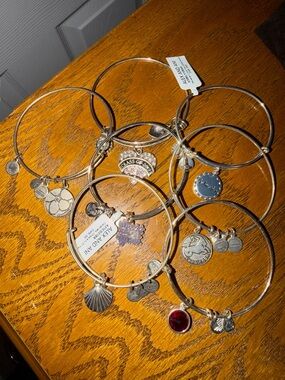 Alex and Ani Gold-Tone Charm Bangle Set with Assorted Charms
